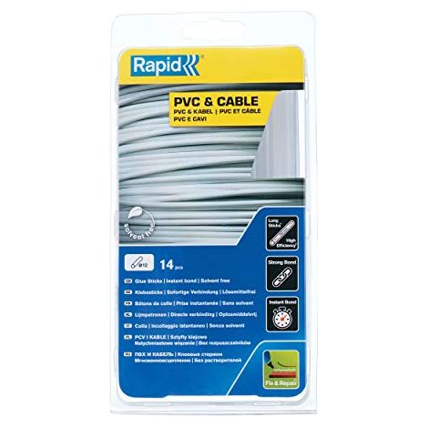 Rapid 40107363 Colla Stick da 12 mm per PVC &Cavi, Trasparente, 250 g