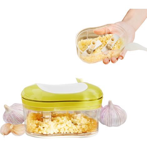 Garlic press, manual garlic press, food-grade stainless steel blade, can easily crush garlic and ginger (1/5)