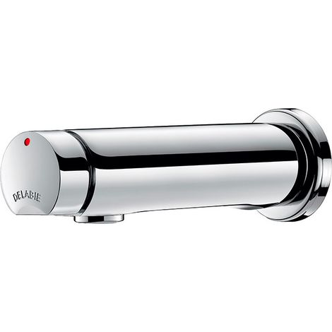 Delabie – Robinet temporisé mural pour lavabo – Déclenchement souple – Économie d'eau 85% – Brise-jet antitartre – Laiton chromé – Dimensions 110x50x175 mm (1/6)