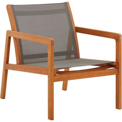 Chaise de jardin Gris Bois d'eucalyptus solide et textilène vidaXL (1/5)
