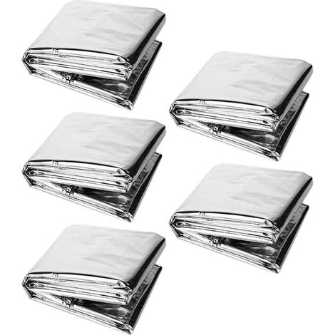 Couverture De Survie - Mylar Thermique Réfléchissant - Secours Plein Air Voiture - Lot De 5 (1/5)