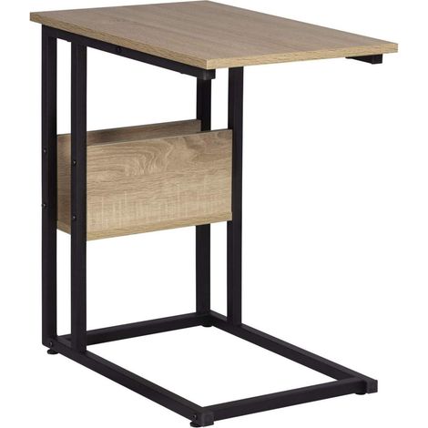 WOLTU Beistelltisch Kaffeetisch Couchtisch Sofatisch Nachttisch Betttisch Laptoptisch, Gestell aus Metall, Tischpltte aus Spanplatte, 55x36x59,5cm(BxTxH), Hell Eiche (1/5)