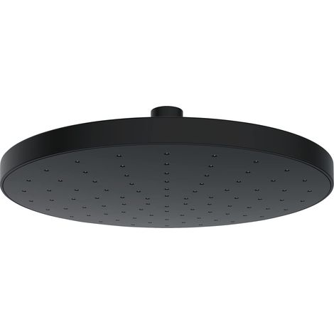 Tête de douche effet pluie Automatic Cleaning anticalcaire, pommeau de douche italienne avec buses autonettoyantes, embout universel 1/2", design rond, Plastique, ø22,5 cm, noir (1/5)