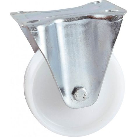 Roulette fixe à platine AVL - Roue nylon blanc Ø 100 - Charge 150 kg - 590822O