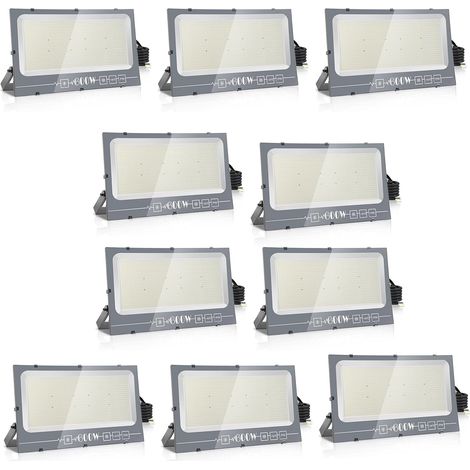 Projecteur LED Extérieur 600W 10x-60 000 Lumens- IP66 Étanche- Blanc Froid 6000K- Éclairage Sécurité pour Jardin, Cour, Terrasse, Stade, Entrepôt- [Qualité Professionnelle/Éclairage Puissant] (1/5)