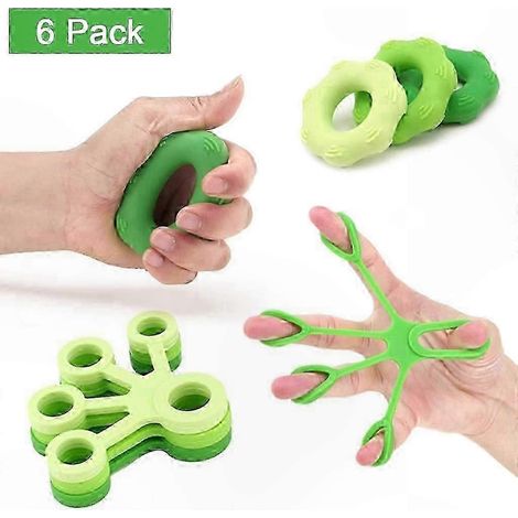 Kit de renforcement de la force de préhension, 3 anneaux de doigts en silicone + 3 extenseurs de doigts + 3 balles de préhension (9 pièces) pour l'exercice des mains (1/5)