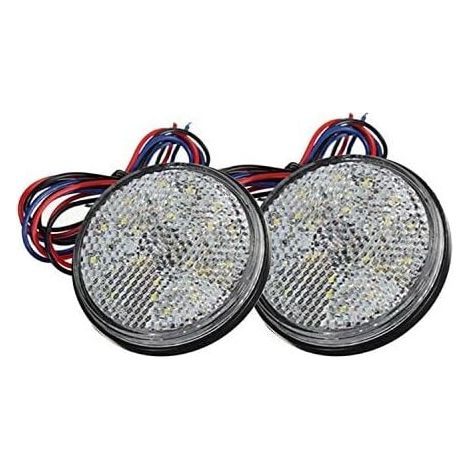 LED-Anhängerleuchten, 12 V Anhängerrücklicht, 2 Stück, Autoanhänger-Bremslicht, runder Reflektor, LED-Umrissleuchte für Auto, Motorrad, LKW (weiß) (1/4)