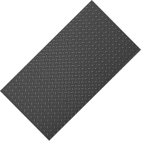 Mophorn Rollo de suelo de PVC para garaje, 1,2 x 3,05 m, con diseño de diamante de 2,2 mm de grosor, incluye cinta adhesiva de doble cara, fácil de mantener, ideal para almacenes, negro (1/5)