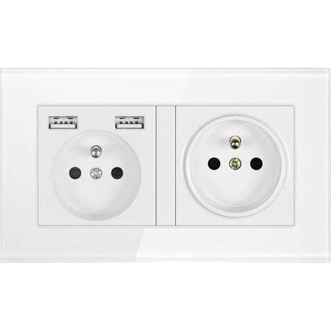 Double Prise Murale, Prise Electrique Murale avec Double USB 5V/2100mA, Prise Encastrable avec 2 Ports de USB Pratique et Manialble (1/4)