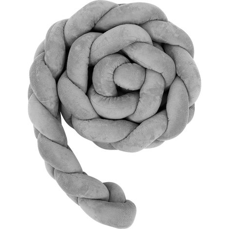 Coussin serpent noué gris 4,92 pi barrière de lit bébé tressée longue, coussin moelleux pour berceau, décoration chambre enfant (1/5)