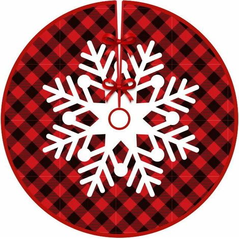 Tapis de Noël à carreaux rouges et noirs - Tapis de Noël avec motif flocons de neige - Tapis de Noël (1/5)