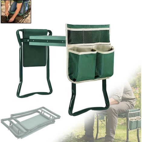 Chaise de jardin pliable 2 en 1 : Passer facilement de la position assise à la position à genoux grâce à un simple bouton et soulagez vos genoux. Un indispensable pour vos travaux extérieurs. (1/5)
