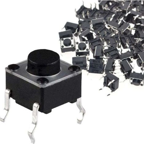 Interrupteur à bouton-poussoir tactile 6x6x5mm 4 broches vertical momentané pour circuit imprimé PCB lot de 100 pièces (1/5)