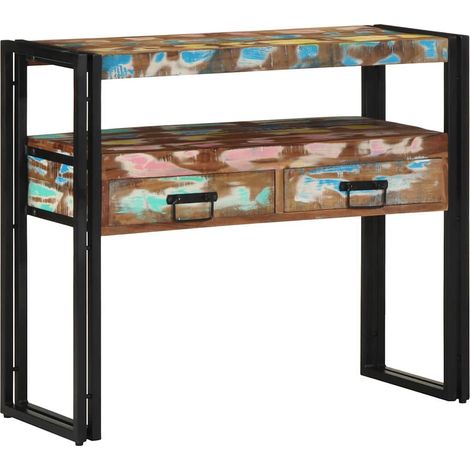 Konsolentisch 90 x 33 x 75 cm Massives upgecyceltes Holz
