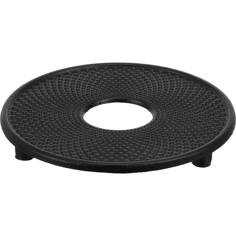 Dessous de plat en fonte, 13 cm, rond, noir, avec support (1/5)