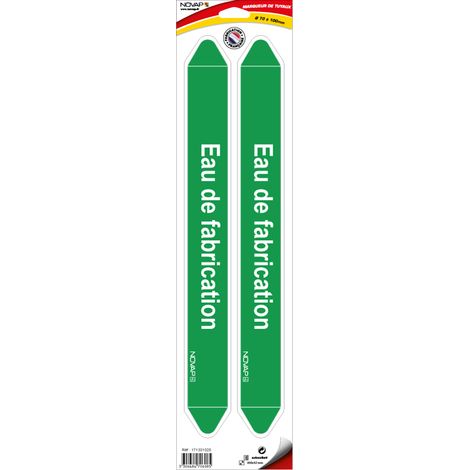 Planche de 2 marqueurs de tuyauterie 450 x 52 mm pour Ø 70 à 100 mm - Eau de fabrication - 4706085