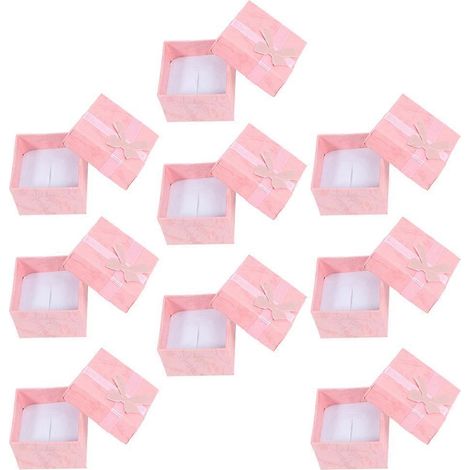 Boîtes de rangement roses en papier pour bijoux et bagues, paquet de 12. (1/5)