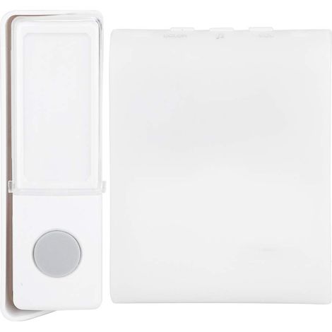 Sonnette de porte sans fil, bouton de porte flash étanche à 7 LED de couleur avec 5 niveaux de volume, 32 morceaux de musique, portée 200 m (1 sonnette + 2 autocollants + 1 kit d'installation). (1/5)