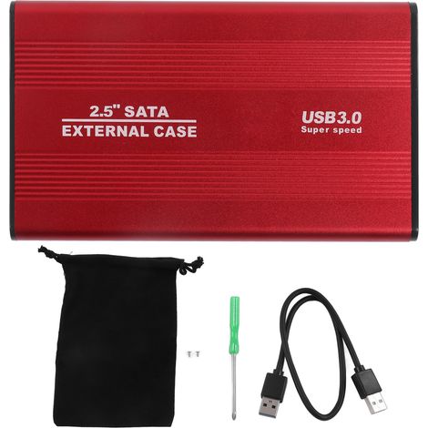 Boîtier externe pour disque dur 2,5 pouces 4To, rouge, en aluminium, avec voyant LED, échange à chaud, port USB 3.0 5Gbps (1/5)