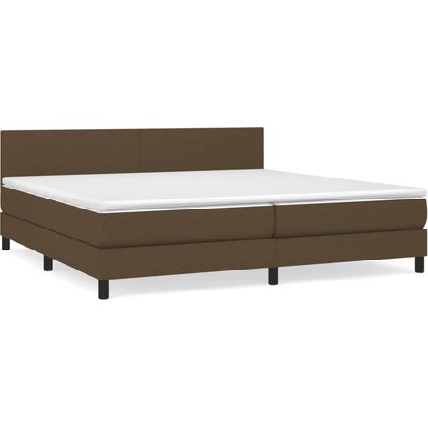 Lit à sommier tapissier avec matelas, Lit adulte pour 2 personnes Assemblage Facile, Marron foncé 200x200 cm OIB3012E (1/5)
