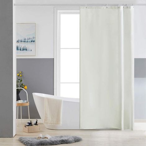 Furlinic Duschvorhang Antischimmel Polyester Beige 90x180 Eck Badewanne (1/5)