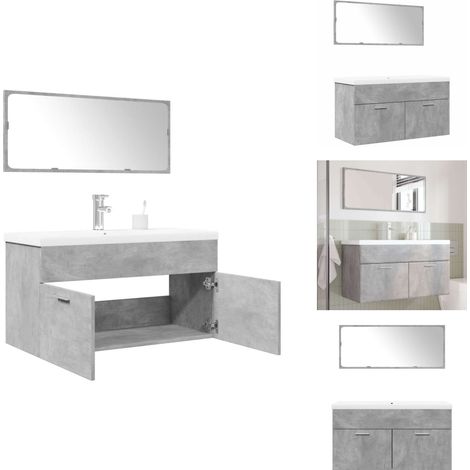 Ensemble de meubles de salle de bain 3 pcs gris béton - Ensemble De Meubles De Salle De Bain - Ensembles De Meubles De Salle De Bain - Armoire De Salle De Bain - Armoire De Rangement De Salle De Bain (1/5)