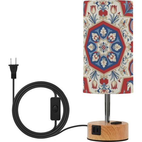 Boho Mandala Fleur Bleu Rouge Touch Lampes Table de Chevet Lampe (1/5)