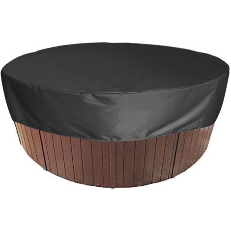 Round swimming pool cover Solar swimming pool cover, UV protection and waterproof spa protection cover, outdoor spa bathtub-Black 210x30cm (1/5)
