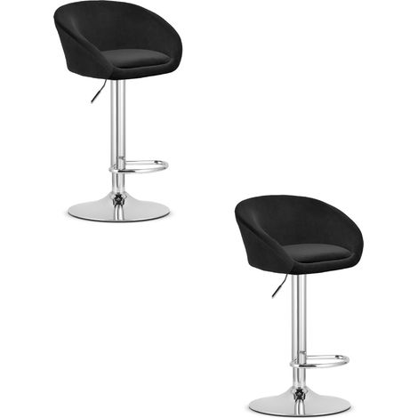 Sgabello EAST - velluto nero / base cromata x 2 (1/5)