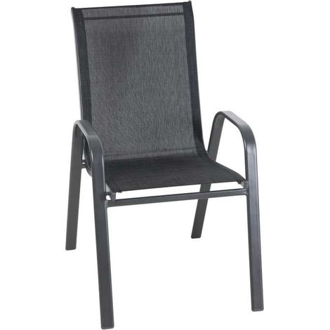 Sedia da Giardino Impilabile in Textilene e Acciaio Grigio Scuro 55x75x93,5 cm - Eden Domo Mea (1/5)