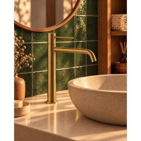 Miscelatore Lavabo Alto Tokyo Monocomando Ottone Oro Spazzolato EXATOKOROA (1/3)