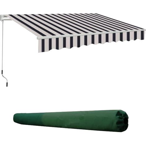 4x3m Garden Patio Manual Sun Shade Shelter Retractable Canopy - Grey (1/4)