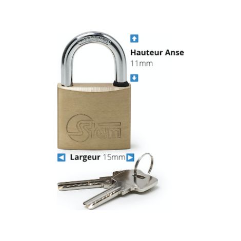 Cadenas STEM en laiton avec anse Largeur 15mm Hauteur 11mm (1/2)
