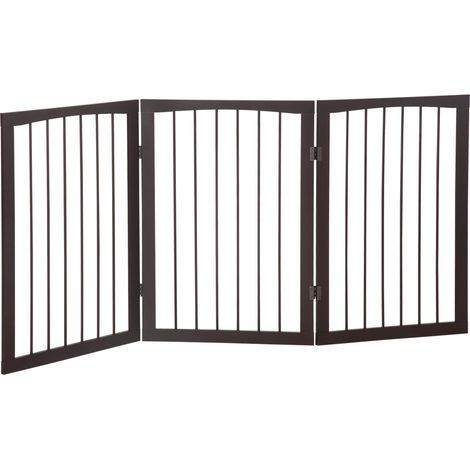 Cancelletto di Sicurezza per Animali Domestici 160x76 cm in MDF Marrone Scuro (1/5)