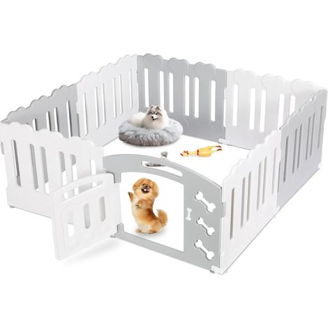 Parc pour chiots, plastique écologique, panneaux personnalisables, blanc, XXL 155 x 155 x 60 cm (1/4)