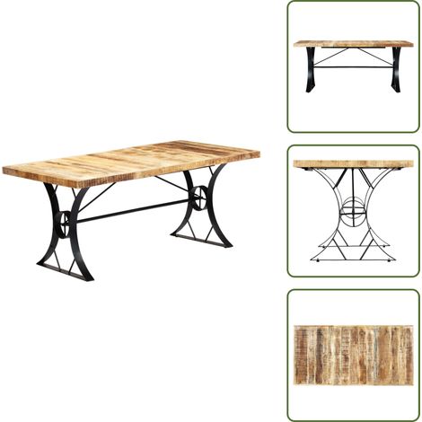 Table à manger 180x90x76 cm Bois de manguier massif - Table À Manger - Table Industrielle - Table En Bois Massif - Table Design - Mobilier Salle À Manger (1/5)