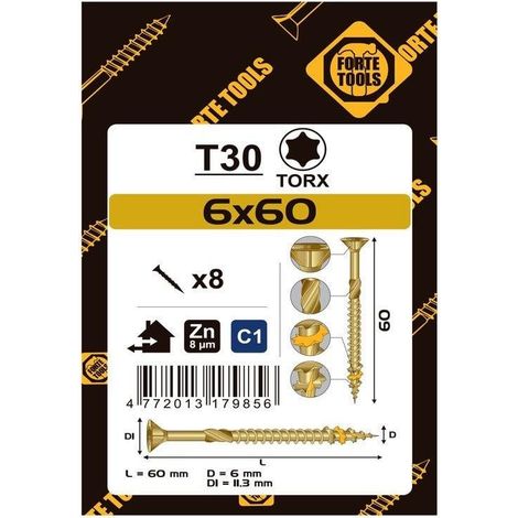 Forte Vis CHIPBOARD SCR T30 jaune 6x60 mm pack 8