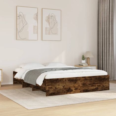 Bettgestell ohne Matratze Räuchereiche 150x200 cm Holzwerkstoff vidaXL (1/5)