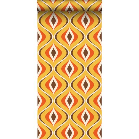 papier peint ornements au style rétro jaune et orange - Sanders & Sanders (1/5)