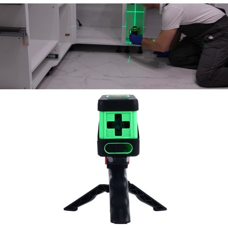 Kompakte, tragbare Wasserwaage mit 2 grünen Linien, leistungsstarker Beleuchtung und Mini-Feinlinienlaser. (1/5)