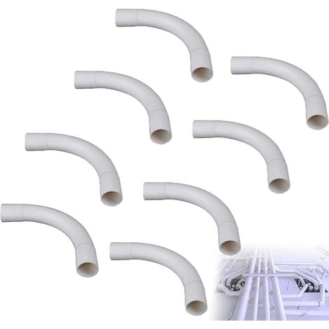 Coudes pour Tube Isolant,8pcs Tube Électrique Manchonné en PVC,90 Degrés Connecteur Raccord de Tuyau,Coudes de Tuyau pour Extérieur et Intérieur,20mm (1/5)