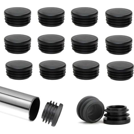40 tappi rotondi per gambe di sedie, tappi in plastica da 22 mm, neri, adatti per sedie e divani. (1/4)