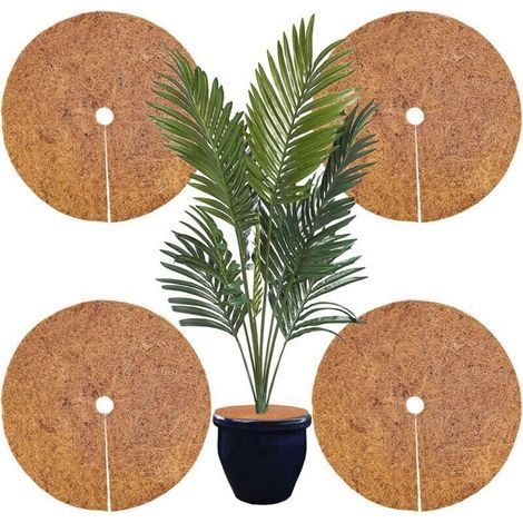 Disques ronds en noix de coco de 45 cm, lot de 4, pour la protection des plantes, la rétention de chaleur, la protection contre le gel et le désherbage. Matériau naturel et biodégradable. (1/4)