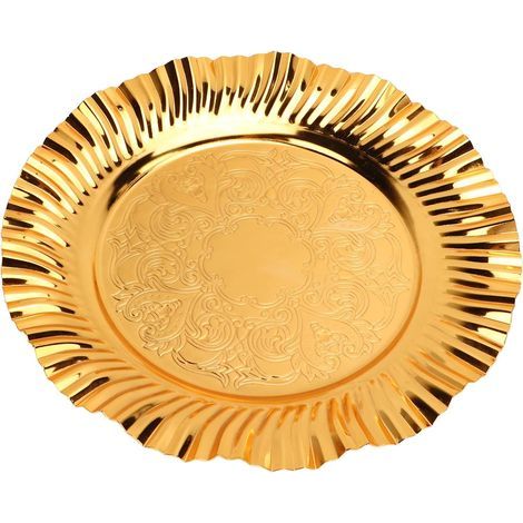 Gold Tray 20cm Stainless Steel Decorative Tray with Fan (1/5)