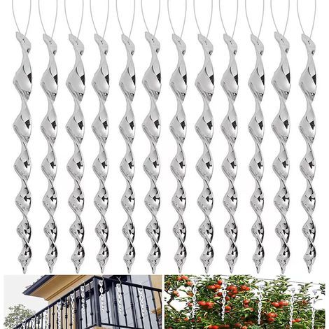 Repellente per uccelli, 12 pezzi da 30 cm riflettenti a spirale, repellente per piccioni a 360 gradi, dispositivo riflettente a spirale per casa, giardino, balcone e frutteto (1/5)
