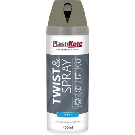 PlastiKote Twist & Spray Matte Spray Paint – 400ml Quartz Grey (PKT23122)