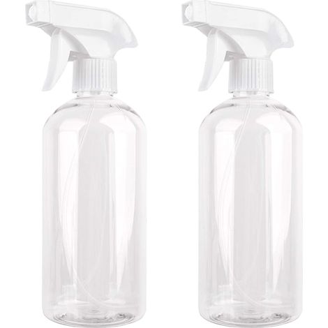 Lot de 2 flacons pulvérisateurs vides en plastique transparent de 500 ml, parfaits pour les plantes, les cheveux, le nettoyage et le jardinage. (1/5)