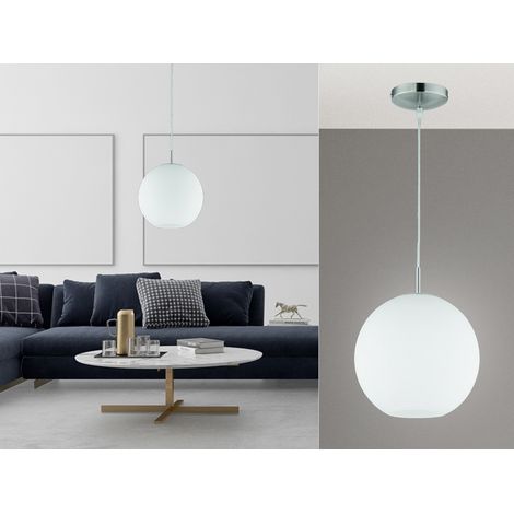 LED Pendelleuchte mit Kugel aus weißem Opalglas, Ø 30cm (1/5)