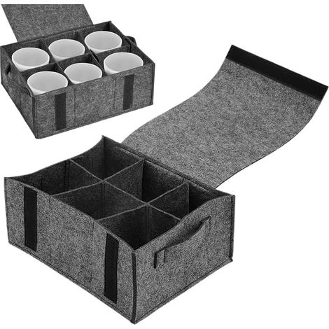 Rangement Tasse, Porte-tasses, Rangement Camping Car, Boite Rangement Feutre, Porte Tasse en Feutre pour Camping Car avec 6 Compartiments, 28 x 21 x 11.5 cm pour Camping Car Armoires (1/5)