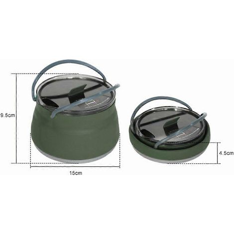 Ensemble de théière pliable en silicone (1 pièce), réchaud de cuisine portable pliable, récipient à eau, tasses, bol, vaisselle pour le camping en plein air